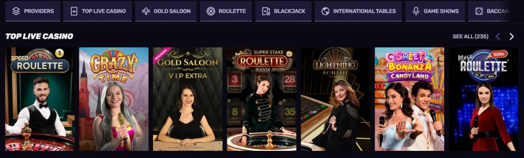 Top Live Casino Games at Sportuna